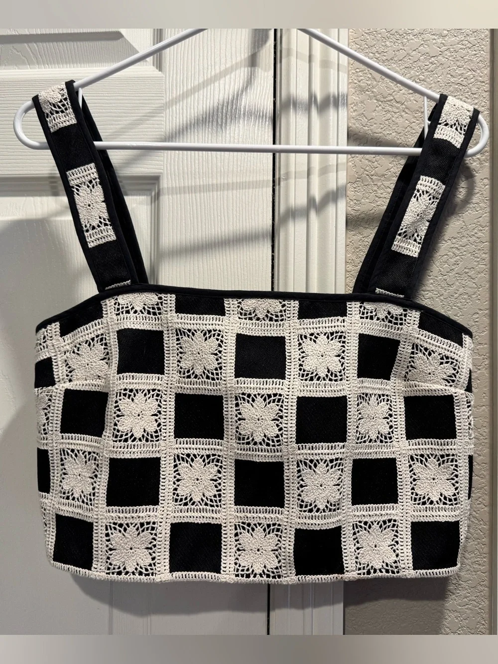 Tularosa Black Crochet Square Crop Top - Picture 2 of 5